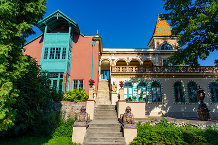 Pecs, Hungary - 21.08.2020: Beautiful colorful building in the famous colorful Zsolnay quarter in Pecsのeditorial素材
