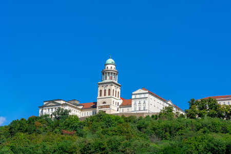 Pannonhalma arch abbey with nice summer sky in Hungaryの写真素材