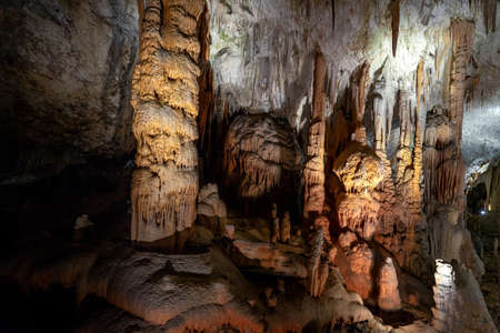 exploring beautiful Postojna cave slovenia the most visited european caveの写真素材