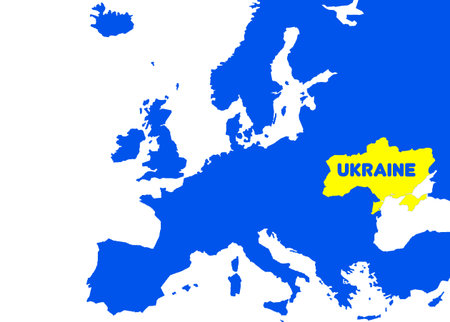 Europe map graphic with location of Ukraineの写真素材