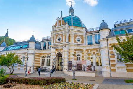 Miskolc,Hungary - 10.13.2021 : Beautiful building of Erzsebet furdo bath on a sunny dayのeditorial素材