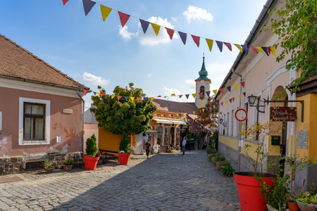 10.13.2022 -Szentendre, Hungary: Beautiful colorful cityscape of Szentendreのeditorial素材