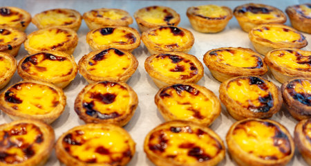 many Pastel de nata in Porto Portugal in a cafe house