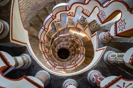 beautifully decorated spiral stairway in the Bory Castle in Szekesfehervarの写真素材