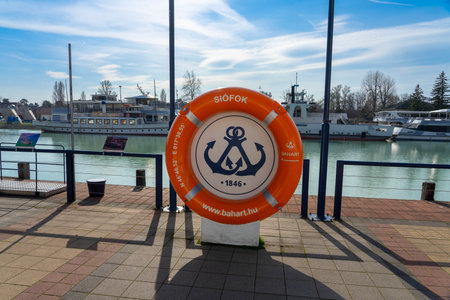 04.15.2024, Siofok - Hungary: Sign on a emergency swimming tireの写真素材