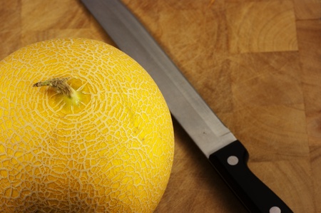 Melon on a Chopping Boardの写真素材