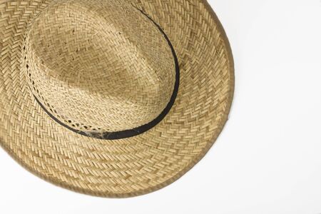 straw hat on white backgroundの写真素材