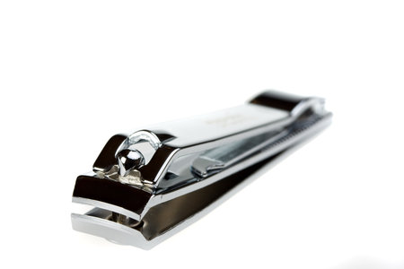 closeup of a nail clipper on white backgroundの写真素材