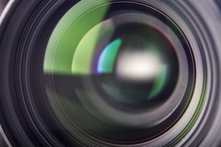 light reflections in a camera lensの写真素材