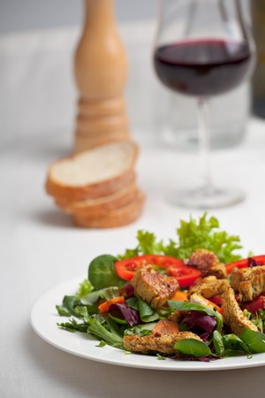 fresh salad with grilled chickenの写真素材