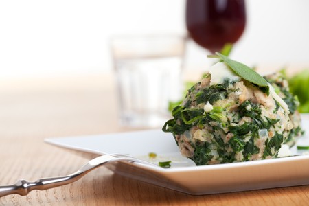 strangolapreti, an italian dumpling with spinach の写真素材