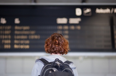 redhead at a airport display の写真素材
