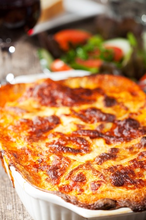 fresh lasagna dish in a baking dishの写真素材