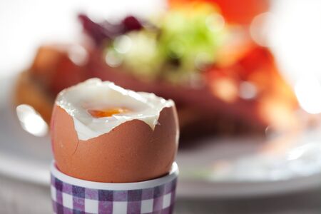 closeup of an open egg の写真素材