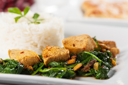 closeup of a chicken curryの写真素材