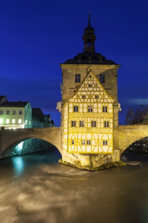 old Rathaus in Bamberg, Germany at night のeditorial素材