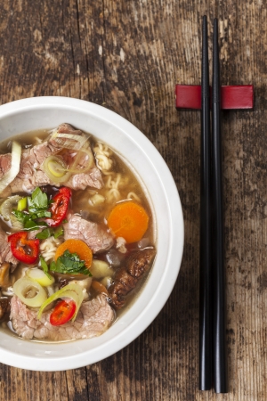 closeup of a vietnam pho soup の写真素材
