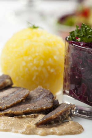 bavarian sauerbraten, a marinated beef speciality の写真素材