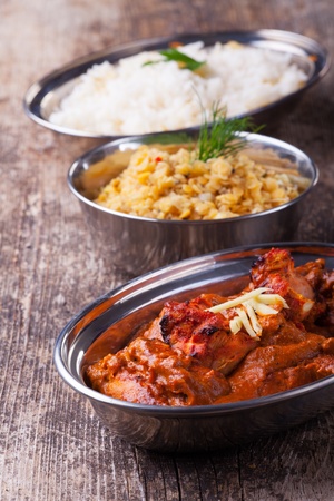 indian chicken tikka masala with rice の写真素材