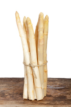 white asparagus on wood の写真素材