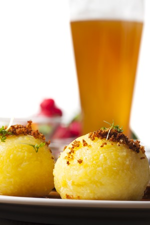 potato dumplings and bavarian roasted pork の写真素材