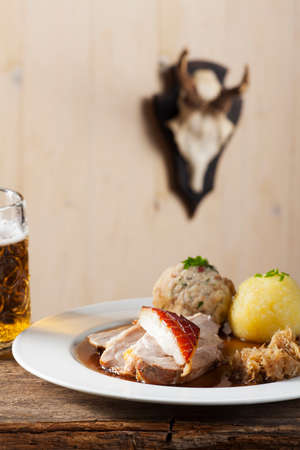 bavarian roasted pork with beer の写真素材