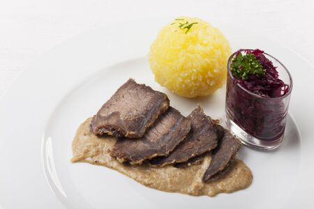 bavarian sauerbraten, a marinated beef specialityの写真素材