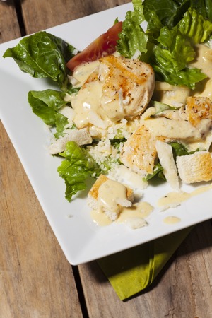 closeup of a ceasar saladの写真素材
