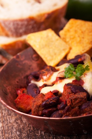 chili con carne in a bowlの写真素材