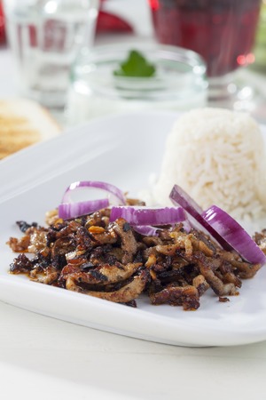 gyros meat on a plateの写真素材