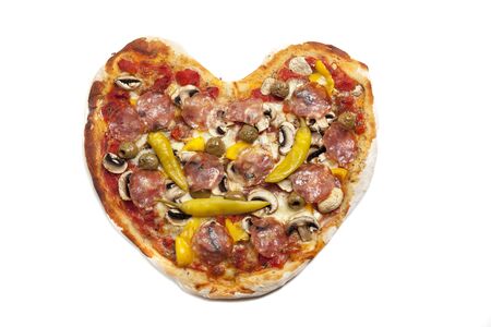 heart shaped pizza from aboveの写真素材