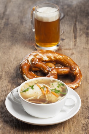 bavarian semolina dumplings in brothの写真素材