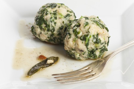italian spinach dumplings with sageの写真素材
