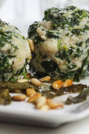 italian spinach dumplings with sage の写真素材