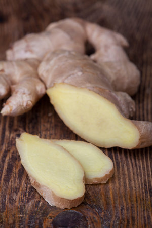 ginger on dark wood 