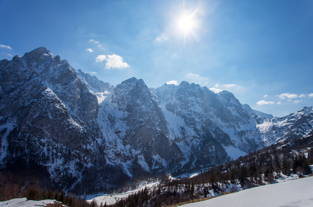 Wilder Kaiser mountains in Tyrol Austria in winter の写真素材