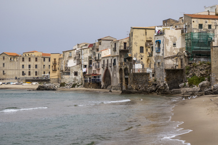 city of cefalu in sicilyの写真素材