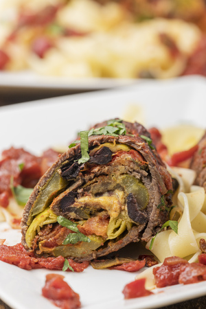 closeup of a german meat rouladeの写真素材