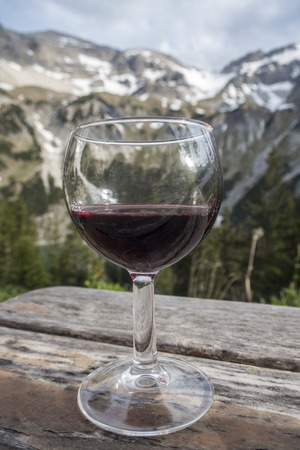 red wine and the soiern lakeの写真素材