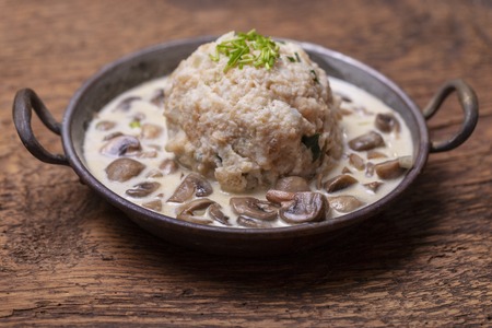 bavarian dumpling in mushroom sauceの写真素材