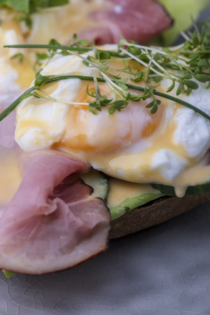 closeup of a cooked egg with coffeeの写真素材