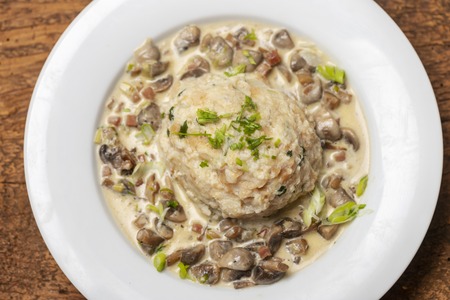 bavarian dumpling in mushroom sauceの写真素材