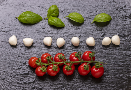 mozzarella with tomato and basilの写真素材