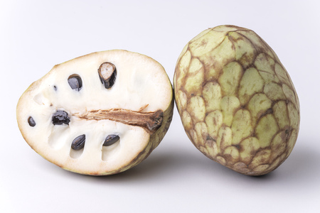 chirimoya fruit on white backgroundの写真素材