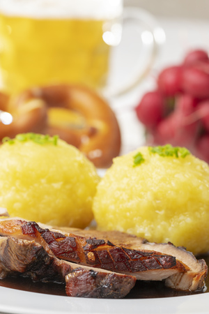 bavarian roasted pork with dumplingsの写真素材