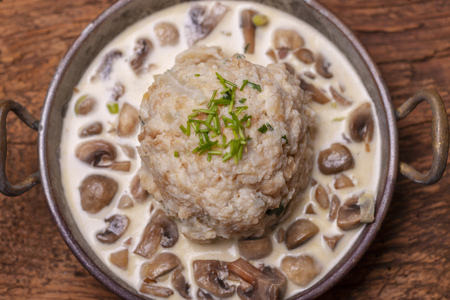 bavarian dumpling in mushroom sauceの写真素材