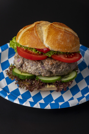 bavarian burger in a typical bun の写真素材