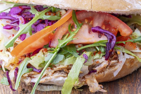 closeup of a doner sandwichの写真素材