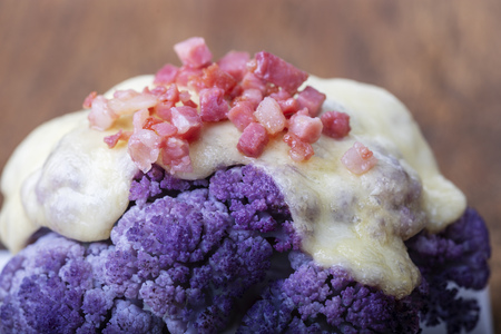 closeup of a purple cauliflowerの写真素材