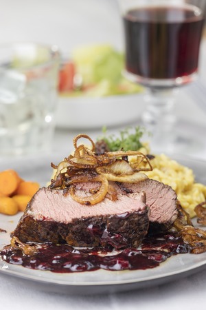 zwiebelrostbraten, a german steak with onionsの写真素材
